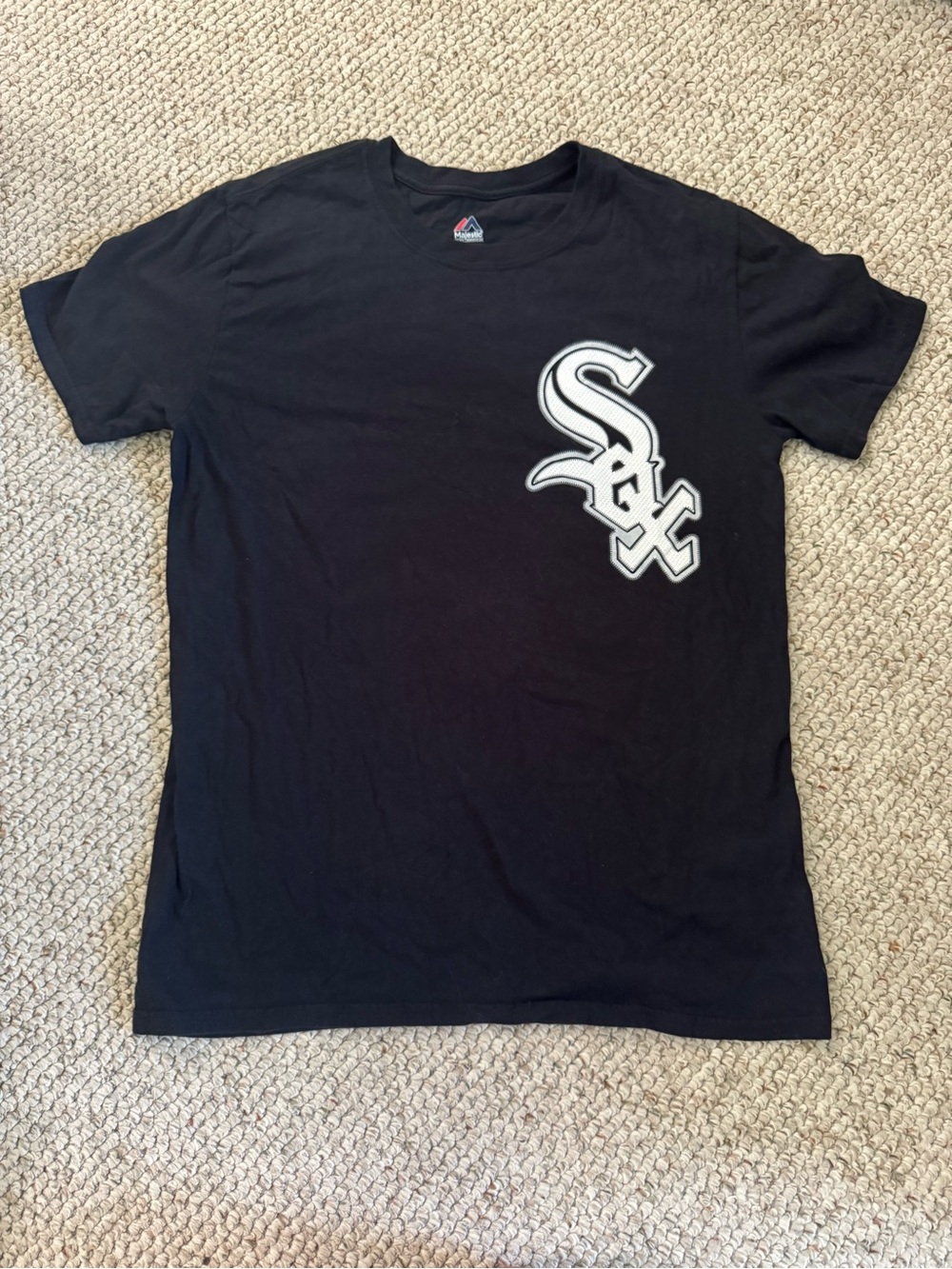 Majestic Black Tee with White Chicago Sox Emblem - Men